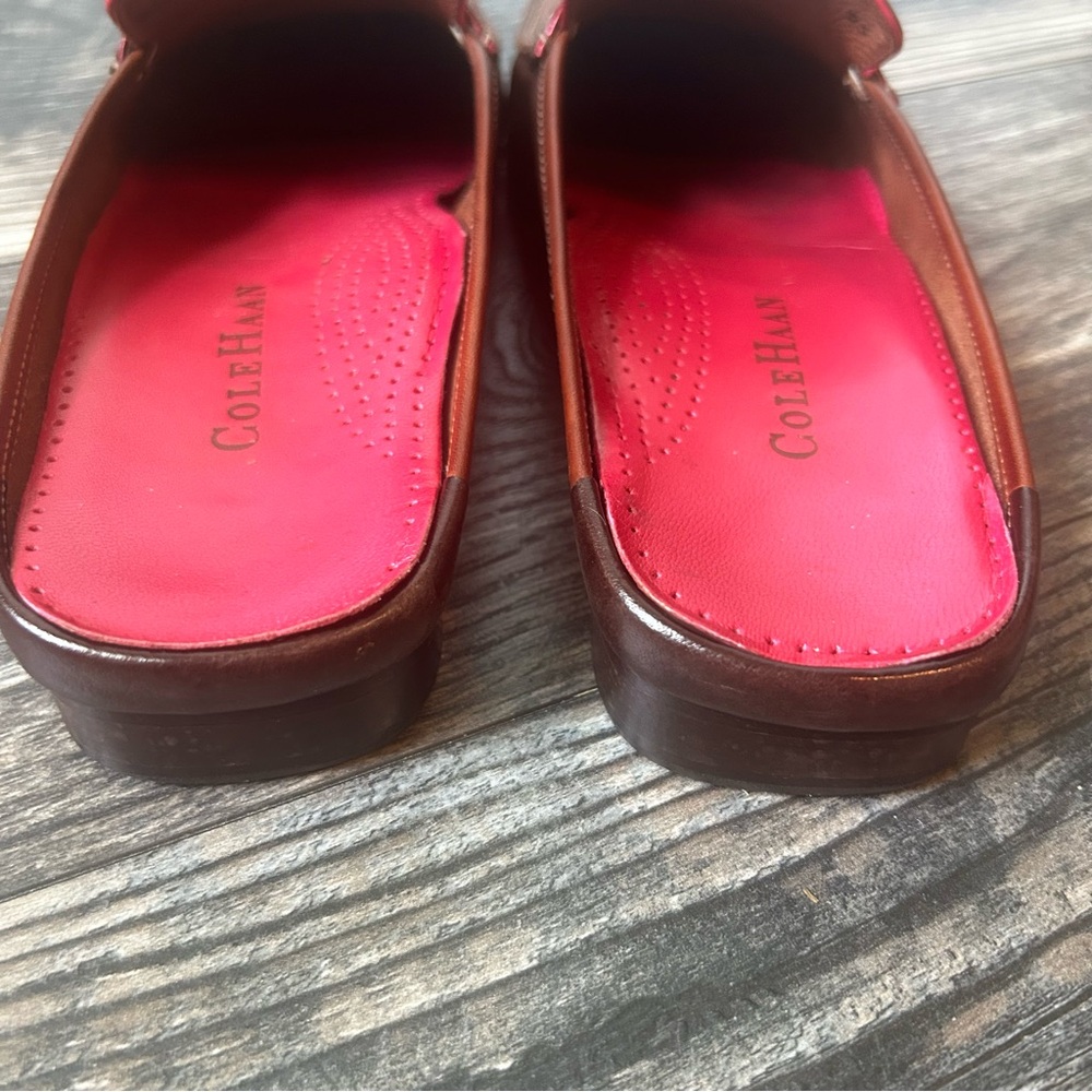 Cole Haan Women’s Brown Leather Slip-On Slide Tassel Loafers Size 9 - Picture 3 of 9
